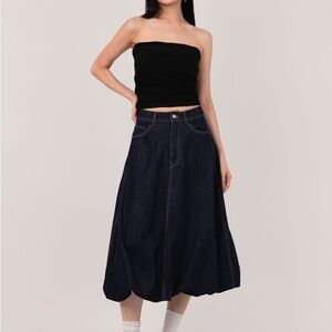 Zara Maxi Denim Balloon Skirt